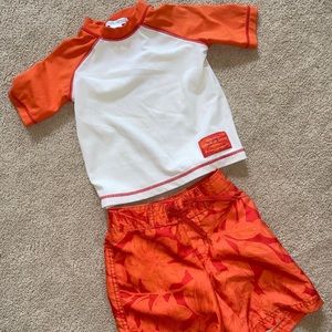 Janie And Jack Orange Tropical Swimsuit Set
